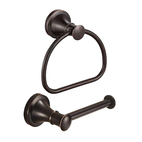 WOLIBEER Bronze Toilet Paper Holder,Bathroom Hand Towel Holder,Oil Rubbed Towel Ring Wall Mount Tissue Roll Paper Hanger ORB Bath Accessories Farmhouse Towel Rack