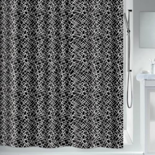Spirella Polyester Shower Curtain Lines 240 x 180 cm Black