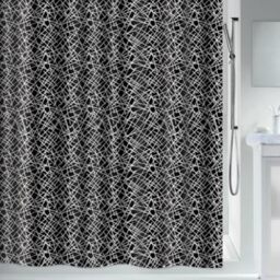 Spirella Polyester Shower Curtain Lines 240 x 180 cm Black