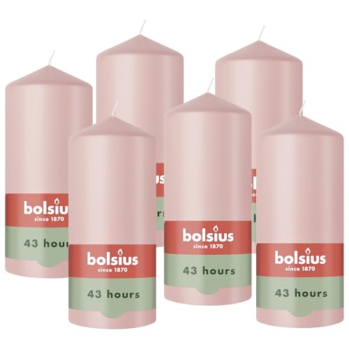 Bolsius – Essentials – Smooth Pillar Candle – ash Pink – 13 cm – Decorative Candles – Contains Natural Plant-Based Wax – Without Palm Oil