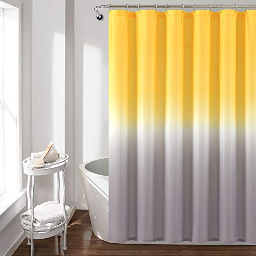 "Lush Decor Umbre Fiesta Shower Curtain, 72"" x 72"", Yellow and Gray"