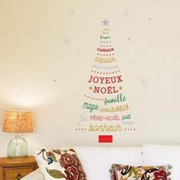 "Wallflexi Christmas Decorations Wall Stickers "" French Quotes Christmas Tree "" Wall Murals Decals living Room Children Nursery School Restaurant Cafe Hotel Home Office Décor, multicolour"