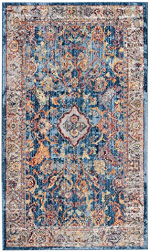 Safavieh Trendy New Transitional Indoor Woven Rectangle Area Rug, Bristol Collection, BTL361, in Blue / Light Grey, 91 X 152 cm for Living Room, Bedroom or Any Indoor Space