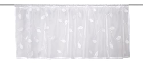 HOME WOHNIDEEN Shary Net Curtain, 45 x 145 cm, Transparent Voile, Colour: White, Size: 45 x 145 cm, Quantity: 1 x