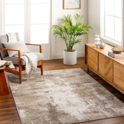 Livabliss Pysel Abstract Rug - Area Rugs Living Room 160x213 cm, Dining Room, Lounge, Kitchen, Bedroom - Modern Marble Large Rug, Soft Luxurious Easy Care Medium Pile, Ivory, Brown, Taupe