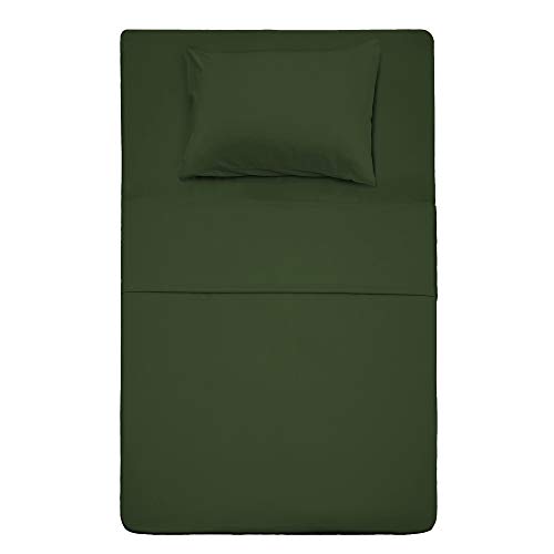 Best Season 3 Piece Bed Sheet Set (Twin Size Olive Green) 1 Flat Sheet,1 Fitted Sheet and 1 Pillow Cases,100% Brushed Microfiber 1800 Luxury Bedding,Deep Pockets,Extra Soft & Fade Resistant