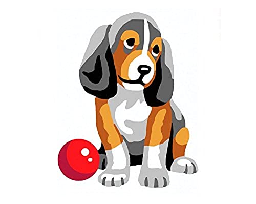 Collection D'Art Dog with Red Ball Tapestry Kit, 100% Cotton, Multi-Colour, 20 x 25 x 0.1 cm