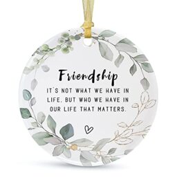 Best Friend Christmas Ornaments Gift 2025, Friendship Ornaments, Besties Forever Ornament, Friends New Year Ornaments, Ceramic Keepsake Double-Sided Printing with Gift Box,Greeting Card