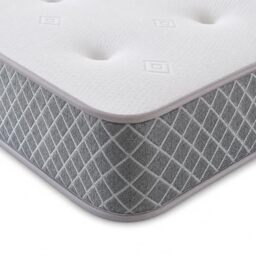 Starlight Beds Nebraska Tufted Double Mattress - 4ft6 x 6ft3 - Coil Spring, Memory Foam Layer, Hand -Tufted, Soft Comfort, Grey, Rolled & Boxed, UK Manufacturer. 135x190x18cm