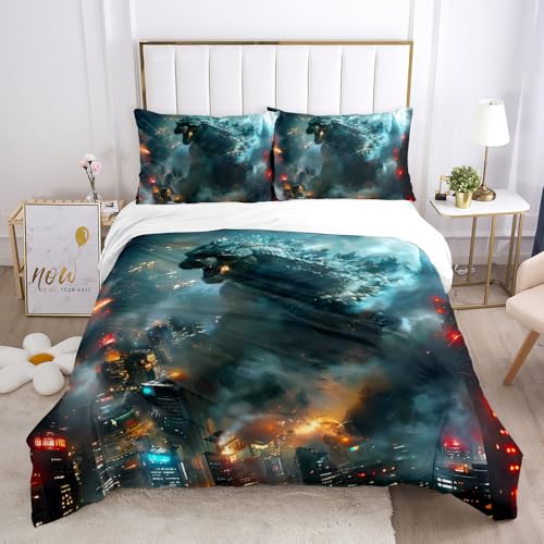 sonicpony Duvet Cover Set Boys Queen Size Dinosaur Comforter Cover Bedding Set 3D for Boys Kids Home Deco1 Piece Quilt Cover with 2 Pieces Pillow Shames No Comforter (Dino37, Full/Queen)