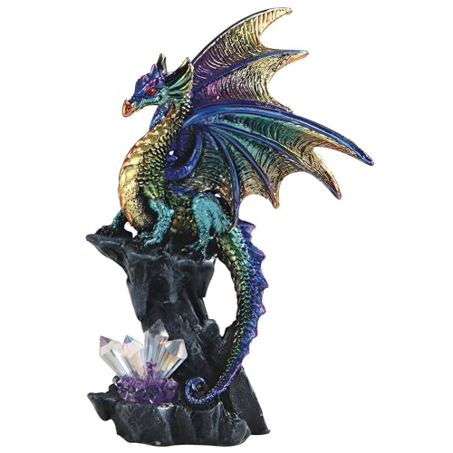 "ICE ARMOR 6"" H Purple Dragon Guarding Faux Crystal Gemstone Statue Fantasy Decoration Figurine"