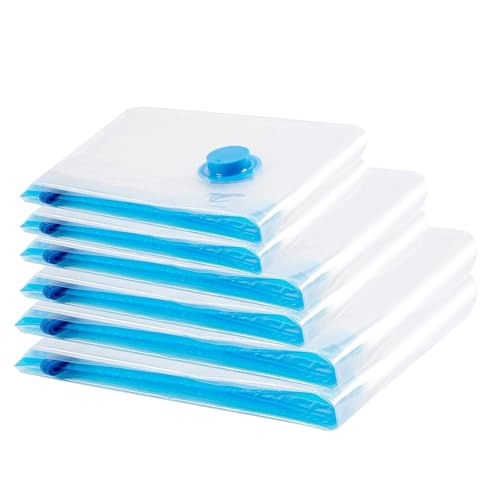 Vacuum Bag for Clothes Vacuum Cleaner, 6 Pieces, Compression Reusable Storage Bag for Bedding, Clothes, Duvets, Mattresses and Travel (2XL 100 x 80 cm, 2L 80 x 100 cm, 2S 60 x 40 cm)