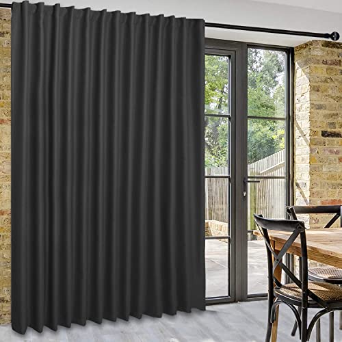DWCN Privacy Room Divider Blackout Curtain - Patio Sliding Door Curtains, Extra Wide Thermal Curtains with Back Tab & Rod Pocket for Living Room and Bedroom Partition, 108 x 84 Inches, Black