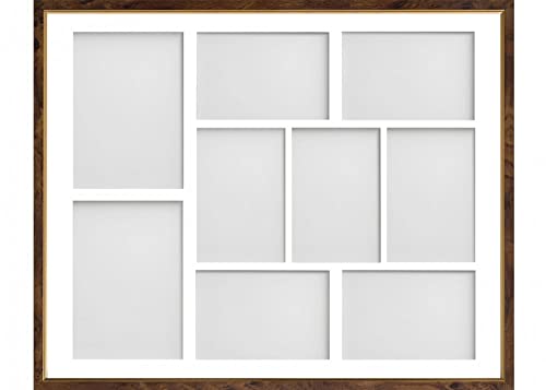 Frame Company Drayton Multi Aperture Photo Frame, Walnut, 20x16 for 6x4 inch (x7) 7x5 inch (x2)