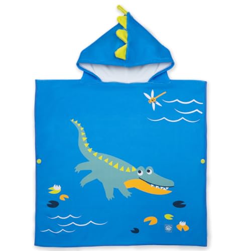 Splash About Kids Hooded Poncho Towel, Crocodile Swamp, 2-4 Years, with Popper Fastenings