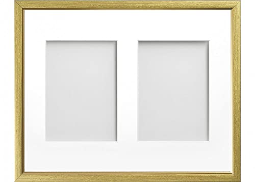 Frame Company Drayton Multi Aperture Photo Frame, Gold with Gold Inset, 14x11 for 7x5 inch (x2)