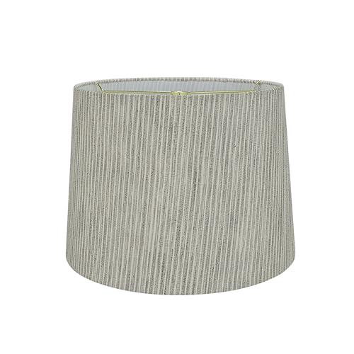 "Aspen Creative Corporation Spider Lamp Shade, 12"" Top x 14"" Bottom x 10"" Slant Height, Fabric, Light Grey Striped"