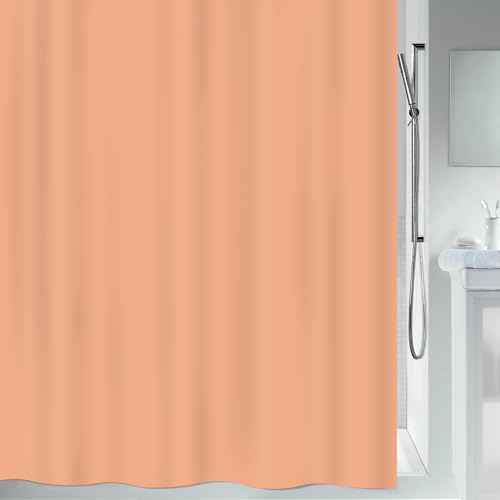 SPIRELLA - Primo Textile Shower Curtain - Waterproof & Mildew Resistant - 180 x 200 x 0.2 cm - Peach - Elegant Design - Washable Polyester Fabric