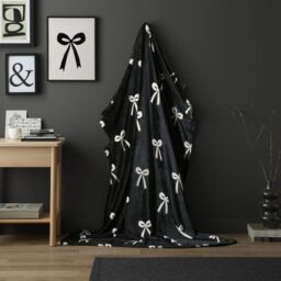 Fusion Snug Bows Monochrome Throw – Maximalist Blanket – Polyester – 120x150cms