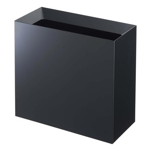 YAMAZAKI Home Trash Can-Modern Garbage Waste Basket with Handle for Kitchen Bedroom Bathroom Office - Plastic, Tall, Black