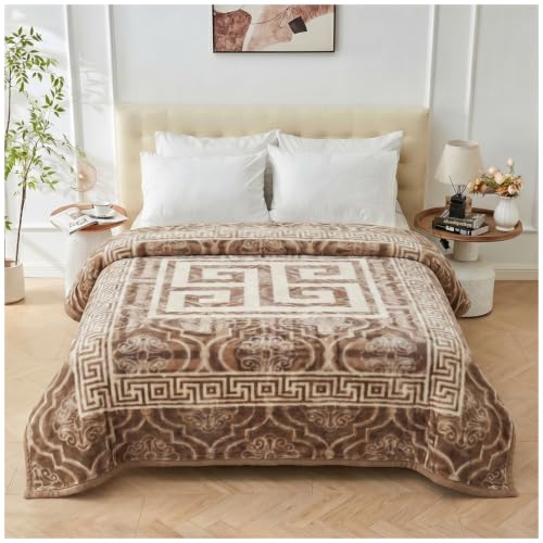 GC GAVENO CAVAILIA Greek Key Sherpa Fleece Blanket Faux Fur King Size Throw