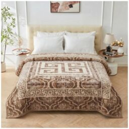 GC GAVENO CAVAILIA Greek Key Sherpa Fleece Blanket Faux Fur King Size Throw