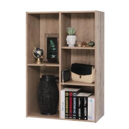 Iris Ohyama Wooden Cube Bookshelf, 5 Tier, 60cm wide, Ash Brown, Multipurpose, Modular, Open Display, For Living Room, Home Office, Bedroom, Space-Saving, Books, CD, Decor, Easy Assembly, CX-23C
