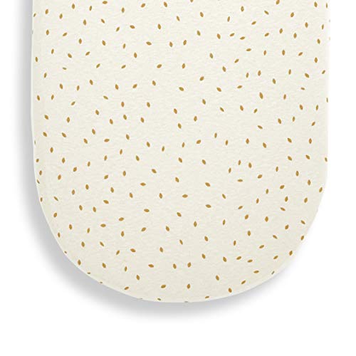 The Little Green Sheep Moses Basket Fitted Sheet, Organic Linen & Cotton Blend Sheet fits Most Moses Baskets 30x70cm to 35x75cm, Linen with Rice Print