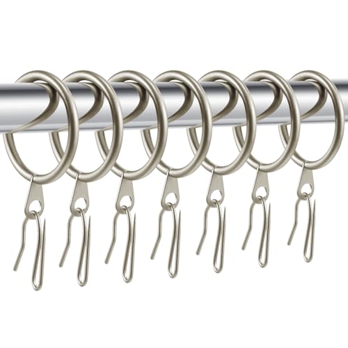 Hotop 30 Pieces Metal Drapery Curtain Rings & 30 Pieces Metal Curtain Drapery Pin Hooks, 30 mm Internal Diameter (Champagne Gold)