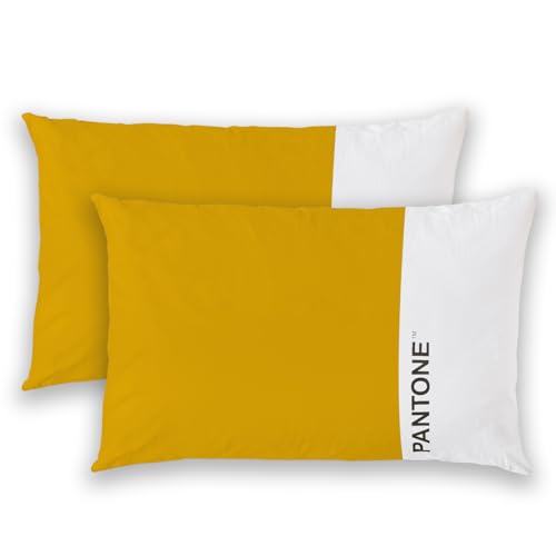 Pantone – Pillow Cases for Bed 50 x 80 cm, 100% Cotton, OekoTex Certified, 2 Pieces, Cool Breathable – Cushion Cover with 20 cm Flap, Soft and Washable Bed Linen 40 °C
