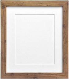 "FRAMES BY POST 25mm wide H7 Rustic Oak Picture Photo Frame with White Mount 12""x10"" for Pic Size 9""x7"""