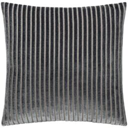 Paoletti Savoy Stripe Feather Filled Cushion – Reversible Soft Textured Velvet Decorative Cushion for Sofas Beds and Armchairs (Charcoal - 50x50cm)