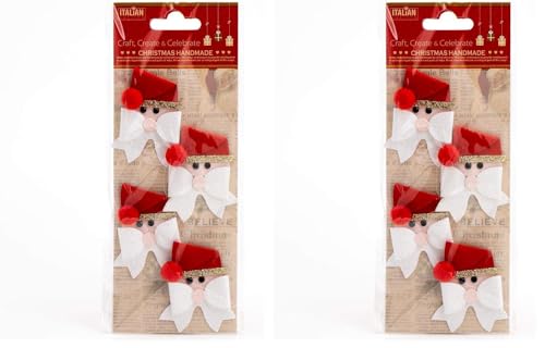 Italian Options Santa Face Handmade Christmas Craft Decoration Self Adhesive 3.5cm x 6cm (4 pcs) (Pack of 2)