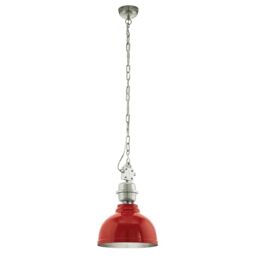Eglo Grantham Pendant Lamp, Dining Table Pendant Light, Steel in Red
