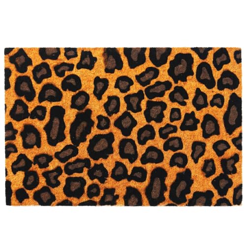 Relaxdays Coconut Doormat 60x40, Leopard-print, non-slip, multicoloured