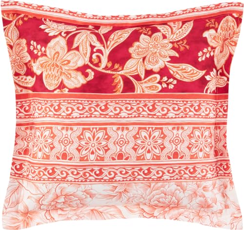 Bassetti CAPODIMONTE 9328342 Cushion Cover for Bed Linen 100% Cotton Satin Coral R1 Dimensions: 40 x 40 cm