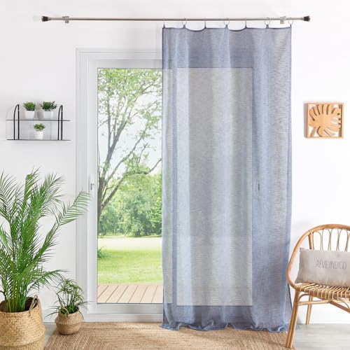 HomeMaison.com Muslin Net Curtain – Plain – Blackout Net Curtain – Blue Net Curtain – 140 x 240 cm
