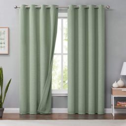 Melodieux 100% Blackout Curtains - Thermal Insulated Noise Reducing Linen Look Drapes, Purple, 42x84 Inch, 2 Panels - View #2