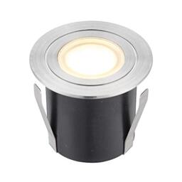 National Lighting HAYZ Round LED Outdoor Garden Walkway Decking Ground Marine Grade Stainless Steel Light Warm White 3000K Uplighter IP67 Rated - Ideal for Coastal Areas