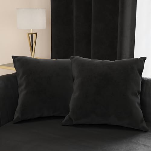 PETTI Artigiani Italiani - Velvet Furniture Cushions, Cushion for Bedroom, Sofa Living Room, Cushion Cover, Black, 2 Pieces - 30 x 30 cm