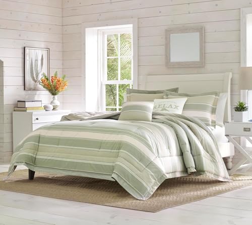 Tommy Bahama - Serenity Bedding Collection Quality Ultra Soft Breathable Cotton Comforter, All Season Premium 5 Piece Set, Designed for Home Hotel Décor, King, Green