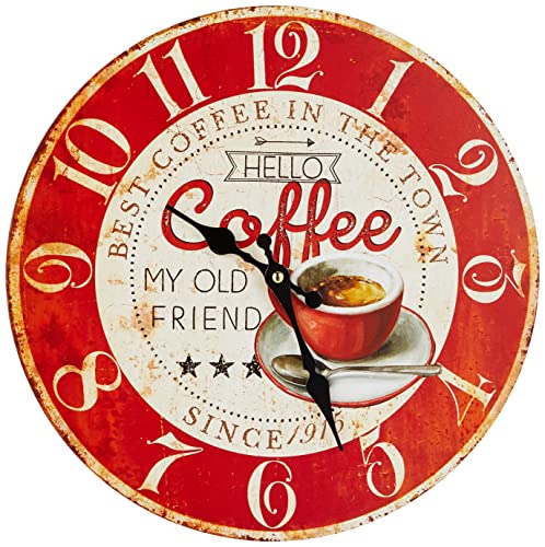 TFA Dostmann Analogue wall clock Vintage, 60.3045.12, nostalgic retro motifs, easy to read, wooden look
