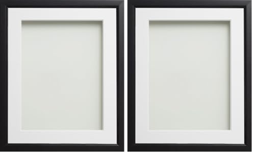 Frame Company Drayton Range Picture Photo Frame with White Mount for Image Size 8 x 6 Inch, Plastic, Black, 10 x 8 inch (Pack of 2)