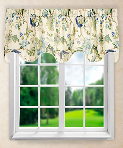 "Ellis Curtain Brissac Lined Scallop Valance, 70 x 17"", Blue by Ellis Curtain"