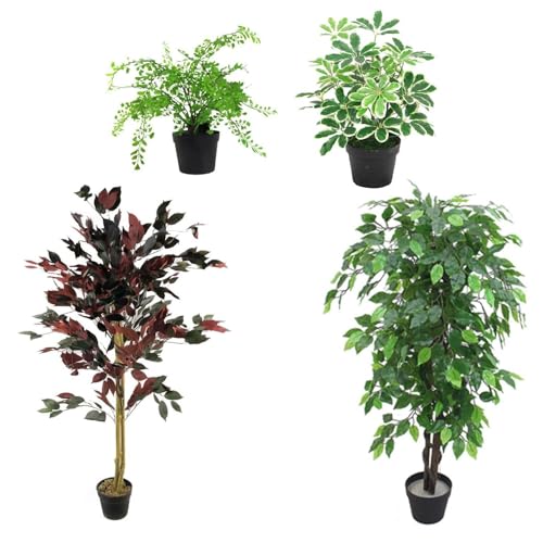 Pack of 4 Mixed Artificial Plants and Trees