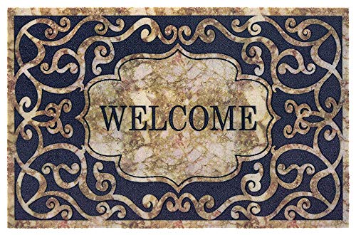 Hanse Home Printed Doormat Flocked 3D Look with Non-Slip PVC Floor Dirt Trapper Mat Door Mat Dirt Trapper Entrance Rug Indoor and Outdoor Various Designs 45 x 70 cm Welcome 2