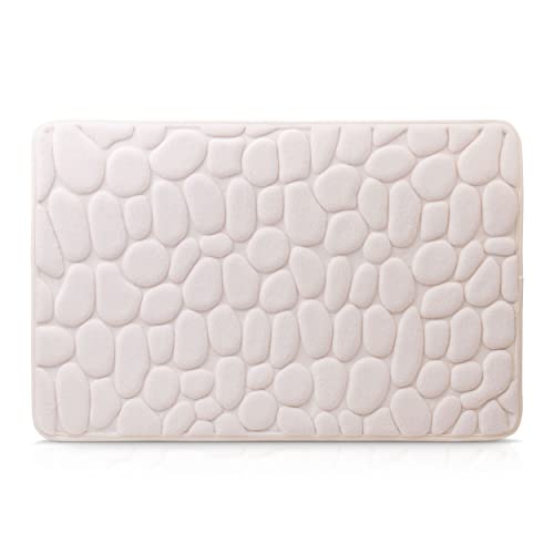 Amago - 100 Percent Polyester Microfibre Bath Mat, Stone Design, 50 x 80 cm - Cream