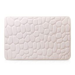 Amago - 100 Percent Polyester Microfibre Bath Mat, Stone Design, 50 x 80 cm - Cream