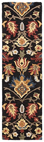 Safavieh Contemporary Rug for Living Room, Dining Room, Bedroom - Blossum Collection, Short Pile, in Charcoal and Multicolor, 69 X 244 cm