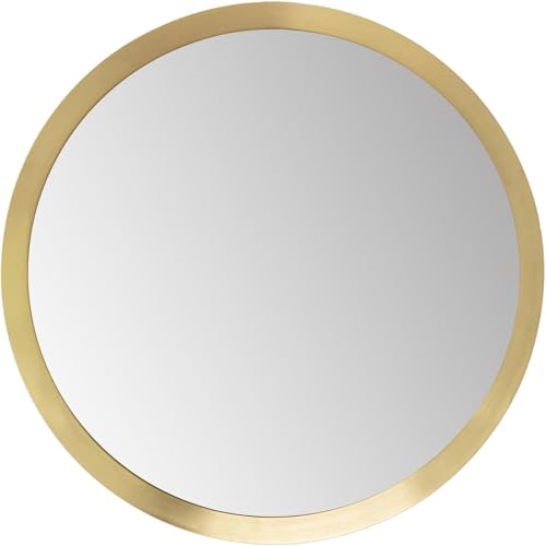 KARE Design Wall Mirror Arezzo, Brass, Round, Steel, Glass Mirrored, Diameter 100 cm, Modern, Room Decor, Home Decor for Living Room, Bedroom, Hallway, Office, Gold